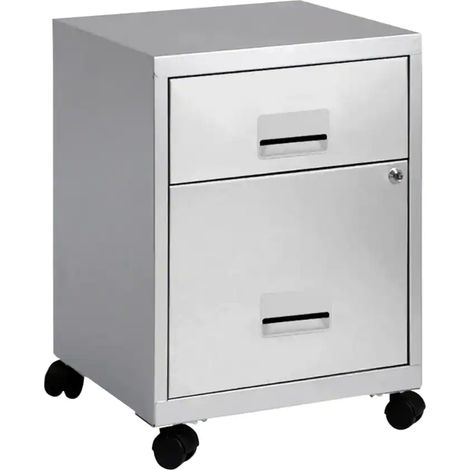 Pierre Henry Combi Filing Cabinet 2 Drawer - Silver
