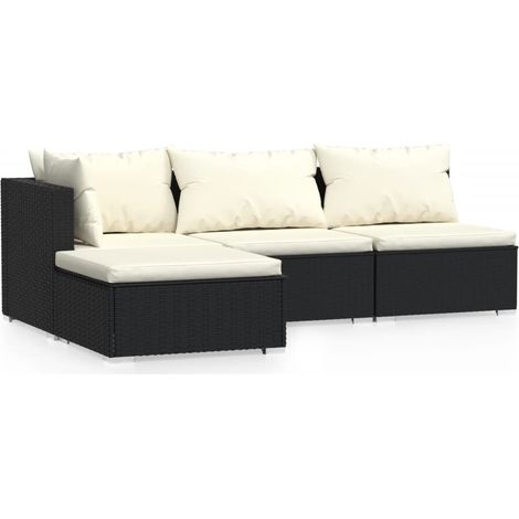 Maison Exclusive - 4-tlg. Garten-Lounge-Set mit Auflagen Schwarz