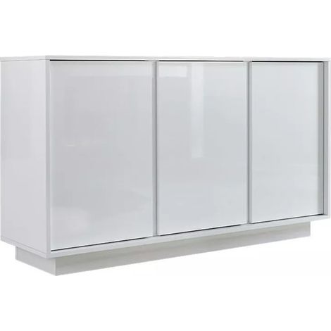 Buffet 3 puertas, colección CREAM, color blanco lacado brillante, ideal para un salón o un comedor de diseño. (1/4)