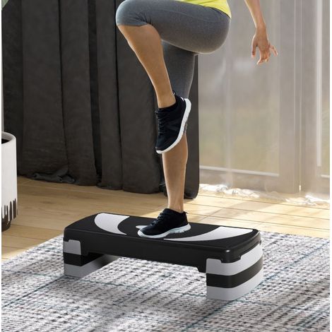 Step aérobic réglable 80x31 cm plastique noir 10/15/20 cm charge 150 kg cardio maison - CHICFURN (1/5)