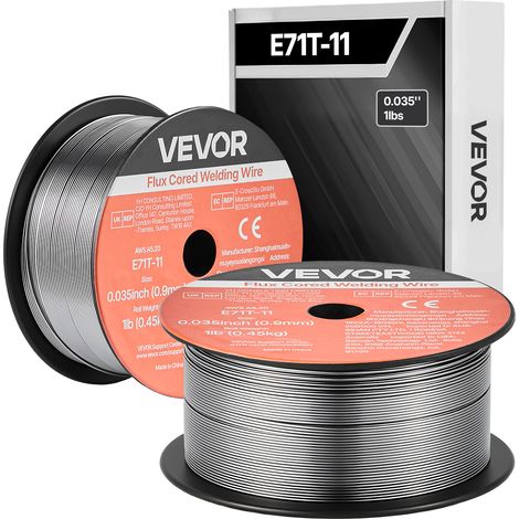 VEVOR Alambre de Soldadura MIG con Núcleo Fundente, E71T-11, 0,9 mm, 0,45 kg, Acero Dulce sin Gas, con Bajas Salpicaduras para Soldadura por Arco en Cualquier Posición, para Exteriores, 2 Rollos (1/5)