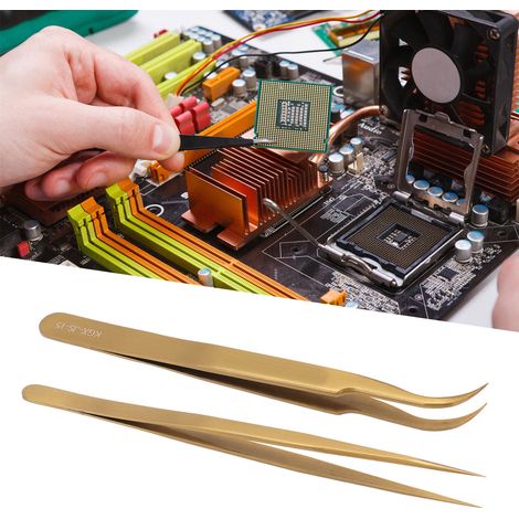 Ensemble de pinces droites et courbes, outils de réparation électrique et électronique, or (1/5)