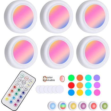 Veilleuse Led - 13 Couleurs Rgb - Télécommande - Pour Armoire Placard Chambre - 67 X 67 X 29 Mm - 1 Pièce (1/5)