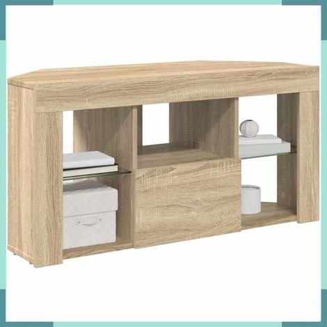 889797 Meuble TV LED d'Angle Chêne Sonoma 100 x 40 x 50 cm (1/5)