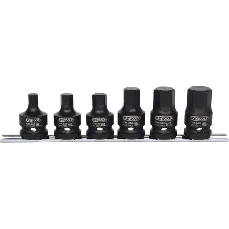 KS Tools 515.1102 Serie di bussole 1/2" per avvitatore ad impulsi, corte, 6 pz