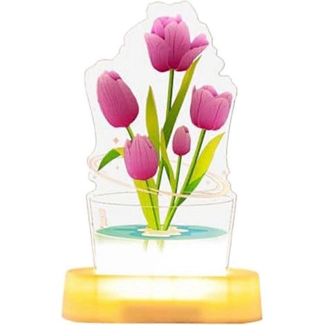 Veilleuse tulipe 3D, lampe de chevet pour la décoration de la chambre B-- (1/5)