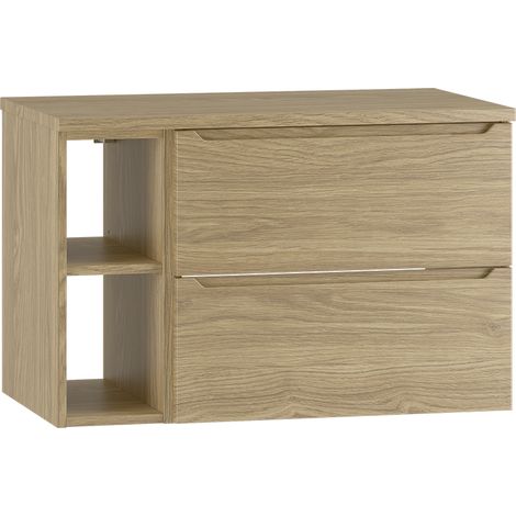 Waschtischunterschrank 80cm Viggo mit 2 Schubladen, Holzoptik