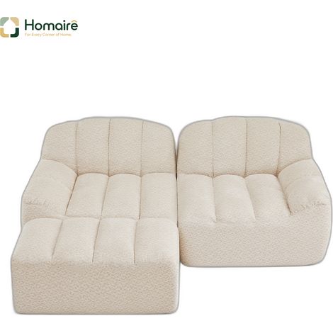 Canapé modulable en polaire multicolore avec accoudoirs 210 x 165 x 79 cm HOMAIRE (1/5)