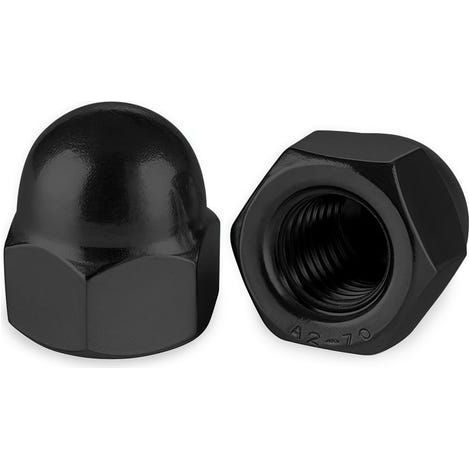 25 Pièces M4 écrous Borgnes Noir en Acier Inoxydable DIN 1587 Hexagonaux Protection Vis, Boulons Filetés, Tiges Filetées (1/5)
