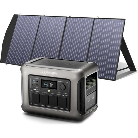 ALLPOWERS R1500 générateur solaire avec panneaux pliables de 200W, IP66 étanche, 1152Wh batterie LiFePO4, 2 x Chargement rapide sans fil 15W, Énergie solaire MPPT pour camping, extérieur, jardin, RV (1/5)