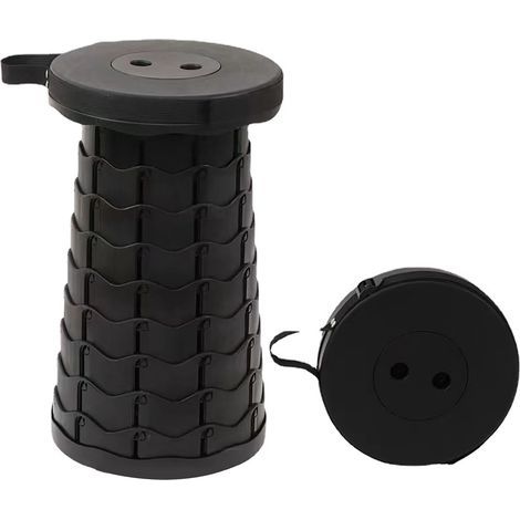 Tabouret pliant rétractable, hauteur réglable, robuste et télescopique, avec bretelles rétractables pour le camping (1/5)