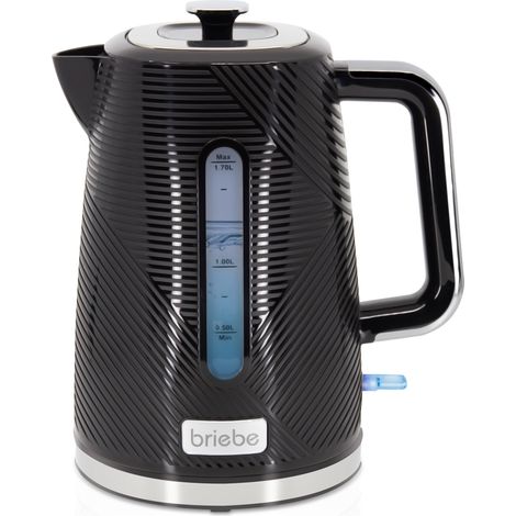 Briebe KT1168BLK Elegance Bouilloire Électrique 1,7L Sans Fil Ébullition Rapide Sans BPA Base 360 2200W Noir