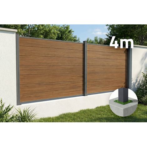 Clôture composite 4m STOCKHORN H.150cm sur platine teck (1/5)