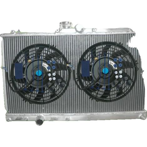 Radiador de aluminio, tamaño del núcleo 685 mm × 380 mm × 50 mm, tamaño total 720 mm × 455 mm × 60 mm, diámetro de salida 35 mm, compatible con Mitsubishi Lancer EVO 7, 8, 9, 2 filas (1/5)
