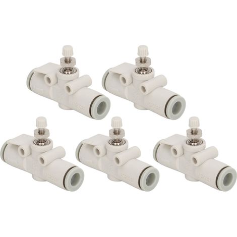 5 Stück Rohrdrosselventile, druckbeständiges PVC, gerade Inline-Luftstromregelung für 6-mm-Rohre (1/5)