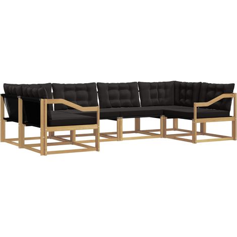 Outdoor Sofa Set with Cushion 6 pcs White and Black vidaXL (1/5)