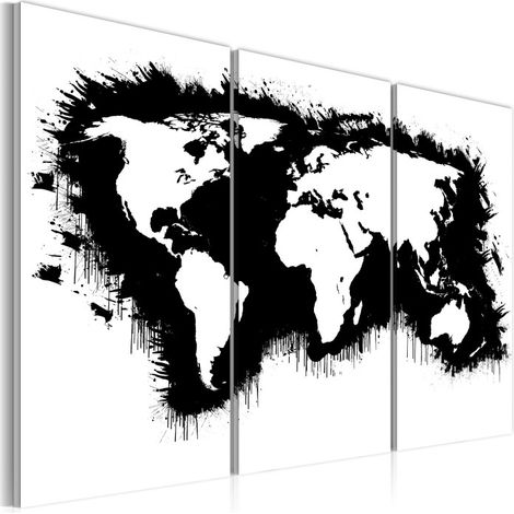 Tableau 3 Panneaux "Carte Monochromatique du Monde" 40 x 60 cm (1/2)