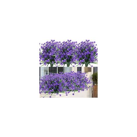 14 pouces Lot de 8 bouquets de fleurs artificielles réalistes – Résistantes aux UV – – Décoration intérieure et extérieure (1/5)