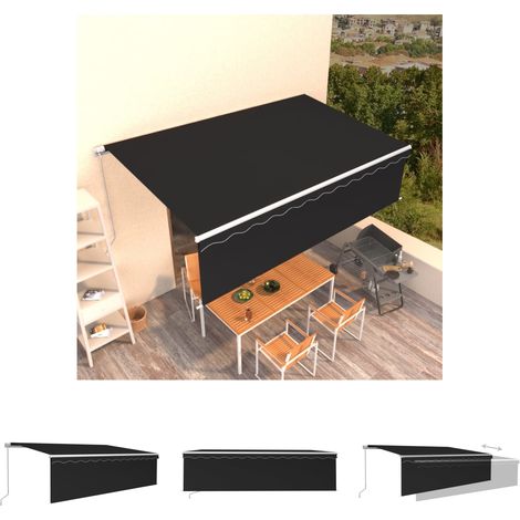 Markise mit Rolle - vidaXL Markise Manuell Einziehbar mit Rollo 5x3 m Anthrazit - Markise mit Kurbel (1/5)