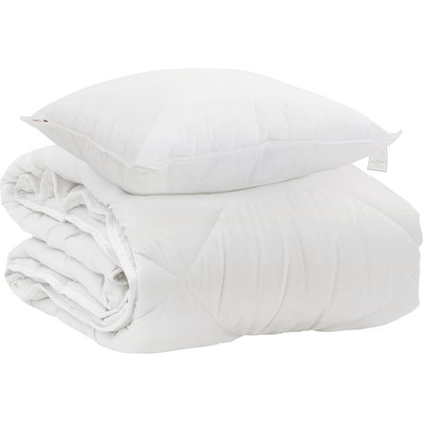 Duvet toutes saisons avec oreiller 2 pcs Blanc Microfibre (1/5)
