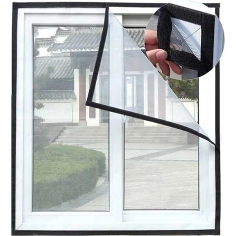 auto-adhésive Moustiquaire pour fenêtres protection anti-insectes ajustable maille transparente 130 x 150 cm (1/4)