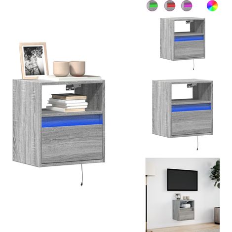 Meuble TV mural avec lumières LED sonoma gris 41x31x45 cm - Meuble TV Mural - Meubles TV Muraux - Meuble TV Suspendu Au Mur - Meuble TV Flottant (1/5)