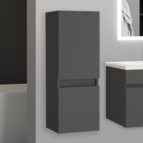 Aica Sanitaire – Meuble colonne salle de bain 30x30x83 cm – 2 portes à fermeture silencieuse – MDF anti-déformation – Installation murale facile