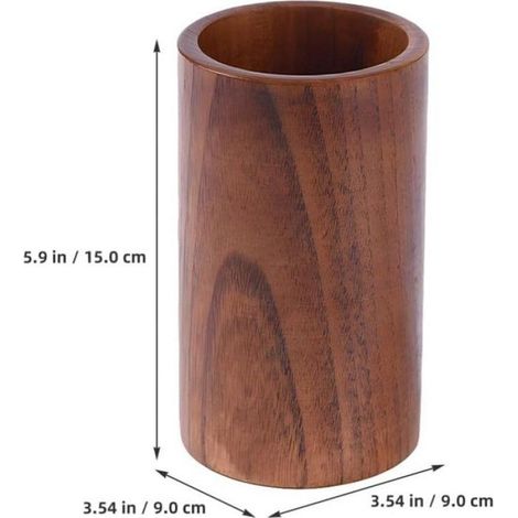 Porte-couverts - Support en bois pour ustensiles de cuisine - Organisateur de comptoir - Égouttoir à couverts - Bois (1/4)