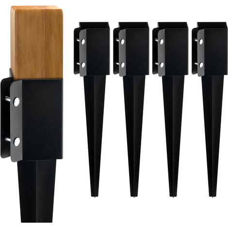 Mophorn 4er-Pack Zaunpfosten-Anker-Erdspieße, 24 x 4 x 4 Zoll (Außendurchmesser), schwarz pulverbeschichtete Metallpfähle für Briefkasten, Deck, Garten und Geländer