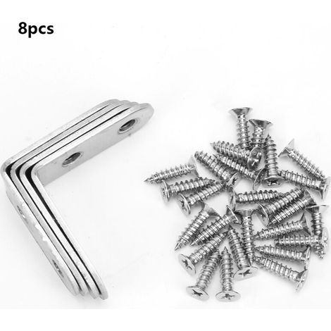 Lot de 8 équerres de fixation d'angle à 90° en acier inoxydable épais pour stratifié
