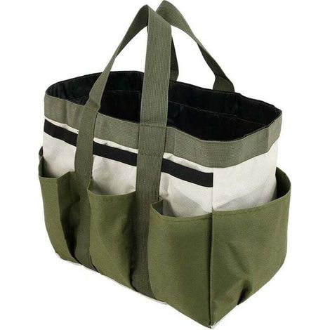 Sac de rangement pour outils de jardin, cabas à 8 poches, robuste, en tissu Oxford, idéal pour l'intérieur et l'extérieur. Cadeau parfait pour hommes et femmes. (1/4)