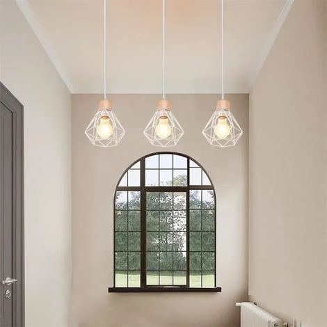 kawoo Lustre Luminaire Industrielle en Cage Fer Lampe Suspension Vintage Designe Simple pour Salon Chambre (1/4)