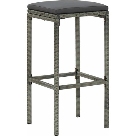 Maison Exclusive - Sgabelli da Bar con Cuscini 2 pz Grigi in Polyrattan (1/5)