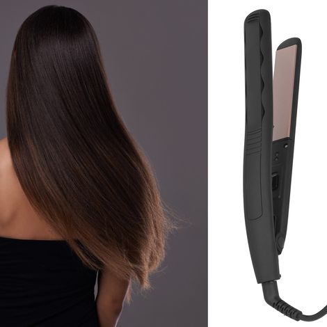 Fer à lisser/boucler pour cheveux secs et humides, lisseur chauffant en céramique PTC avec arrêt automatique, norme européenne 110-240V. (1/5)