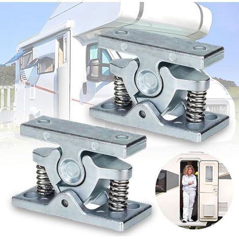 2 Pieces Caravan Door Block, Zinc Alloy Door Stop, Caravan Motorhome Accessories, Spring Door Block for Garden, Mobile Home, Bedroom, Living Room, Garage (1/5)