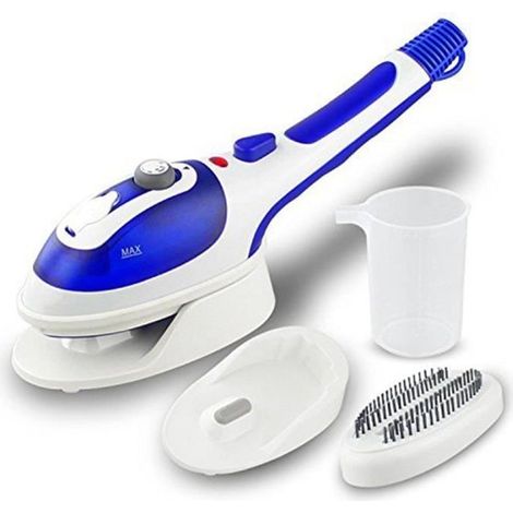 Défroisseur à Main Portable à Vapeur Bleu - Fer à Repasser Vertical avec Accessoires (1/4)