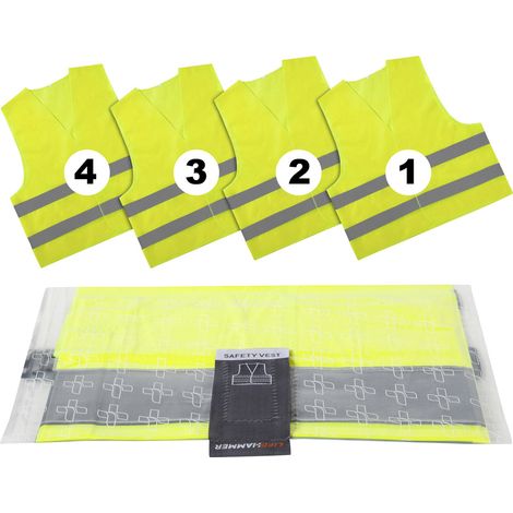 LifeHammer 10474 Vakuum Ultra Warnweste 4er Pack  EN 20471  ISO 20471 (1/5)