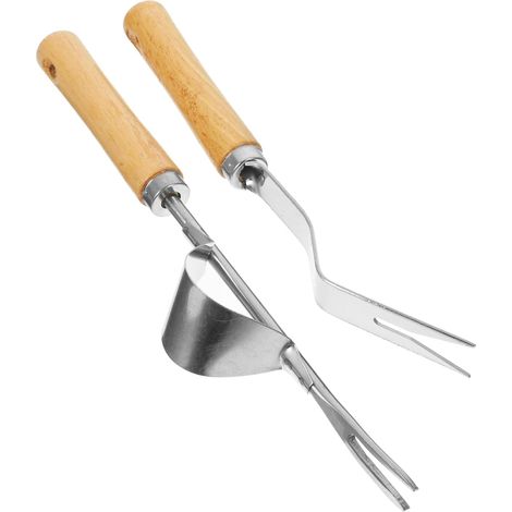 Unkrautjäter aus Edelstahl, 2er-Set, Hand-Unkrautwerkzeug, Garten-Unkrautwerkzeug, Hand-Unkrautwerkzeug, Unkrautgabel mit langem Griff,