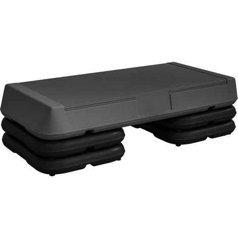 Stepper fitness aérobic réglable 3 hauteurs 10/15/20 cm avec surface antidérapante en plastique, gris (1/5)