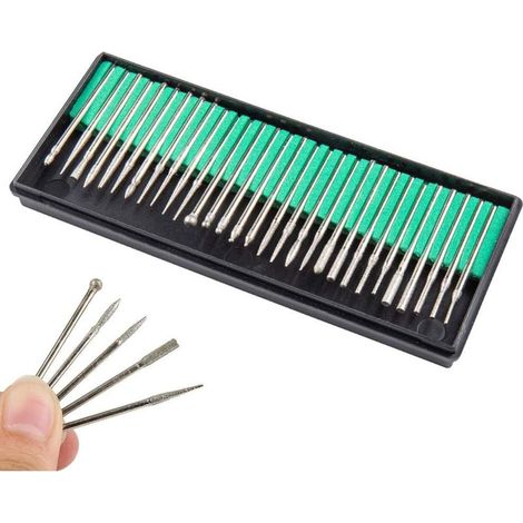 30pcs Fraises Diamant 3mm pour Verre Marbre Roche Bijoux Outil Gravure Rotatif GROOFOO (1/5)