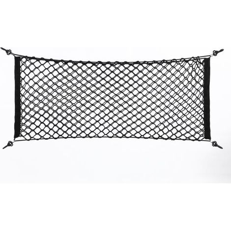 Filet de Rangement, Keenso Organisateur Coffre Voiture en Maille Sac de Rangement Arrière De Voiture 100 × 40cm Noir Universel-rac (1/4)