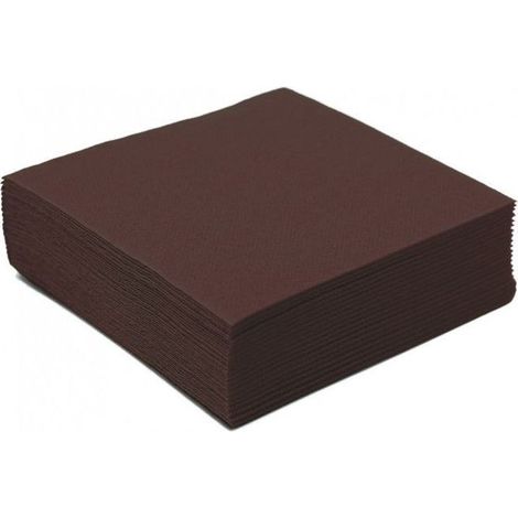 Serviettes de Table - Noname - 40 Grandes - Papier Aspect Tissu - Couleur Chocolat - Adulte (1/2)