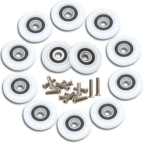 12 roulettes pour portes de douche coulissantes, roulettes de douche de 23 mm, roulettes de rechange pour portes de douche avec vis