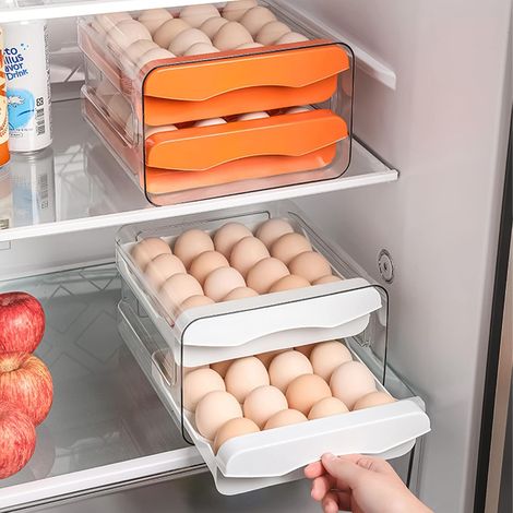 Boite A Oeufs - Double Tiroir Empilable - Rangement Frigo Cuisine - 32 Unites - 22 5 X 21 5 X 14 Cm (1/5)