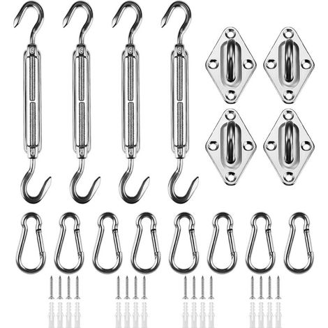 Kit de fixation de voile M6, kit de fixation de voile en acier inoxydable, convient aux voiles triangulaires, carrées et rectangulaires, accessoires de fixation de voile (1/5)