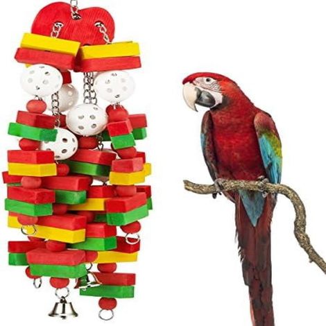 Jouet Pour Perroquet - Jouet En Bois Pour Ronger Et Chercher De La Nourriture - Pour Grand Perroquet Macaw Gris D'Afrique Cocotier Amazonien - Diamètre 55 cm - 1 Pièce (1/5)