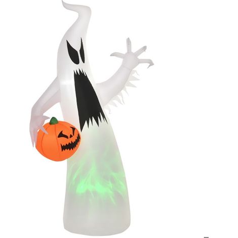 YWJ Fantôme gonflable à LED éclairé, décoration d'Halloween en polyester blanc, 105 x 65 x 180 cm (1/5)