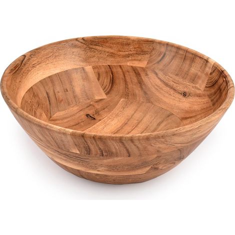 Bol à fruits en bois d'acacia pour fruits ou salades, le plat de service est absolument magnifique avec votre cuisine (25,4 cm x 25,4 cm x 10,16 cm) (1/5)