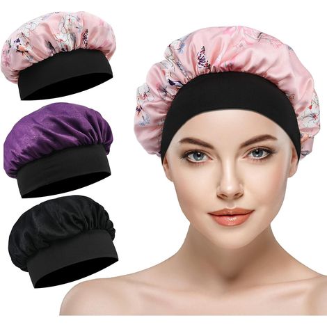 Gorro de noche, paquete de 3 gorros ajustables para el cabello, gorro de noche para el cabello, gorro de maquillaje para dormir para mujeres, adecuado para bañarse y lavarse la cara en casa y en salon (1/5)