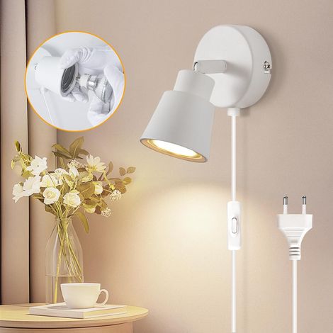 Applique Murale Intérieure avec Prise et Interrupteur GU10, Blanc (1/5)